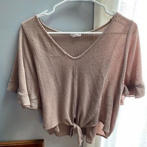 Knit cropped tie sweater